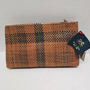 Vintage Y2K Italian Weave Clutch Bag Stefano Orso Bovine Browns w Tag